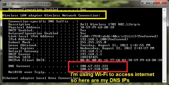 Checking whether your windows 7 pc is using rough DNS